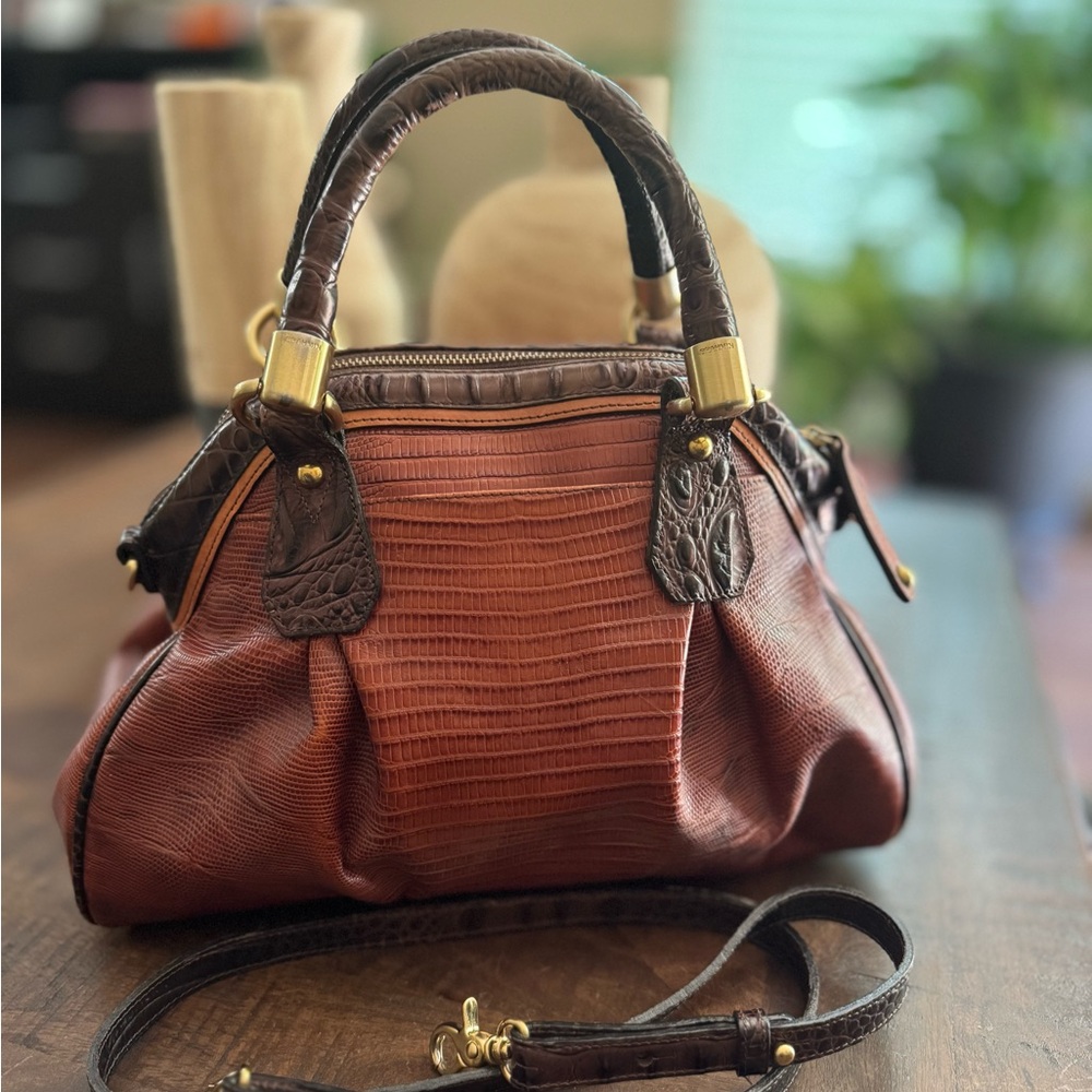 EUC Brahmin Pecan Domed Lisa Leather Satchel